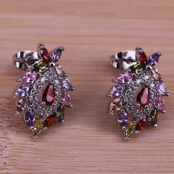 Gorgeous multi color Swarovski elements set - silver plated - Picture 8 of 11